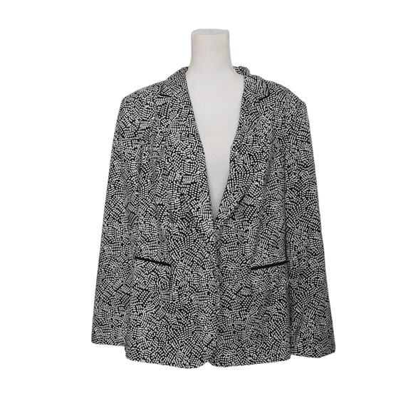 Emily women's plus size 22 W blazer navy‎ blue white all over pattern - Picture 1 of 7